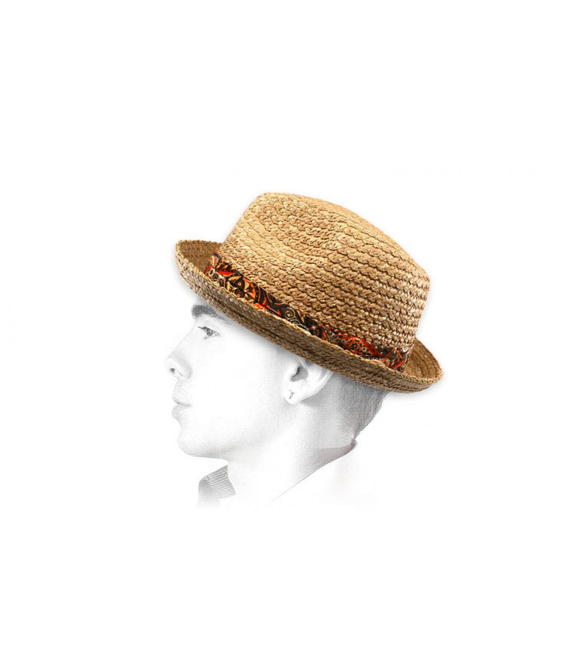 Stetson straw hat ribbon Player vintage wheat